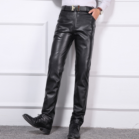 Sheepskin Pants OverSize Men Autumn Winter Fashion Elastic Waistline Genuine Tight-fitting Pants Men's Warm Thick Pants  29#~40 ► Photo 1/6