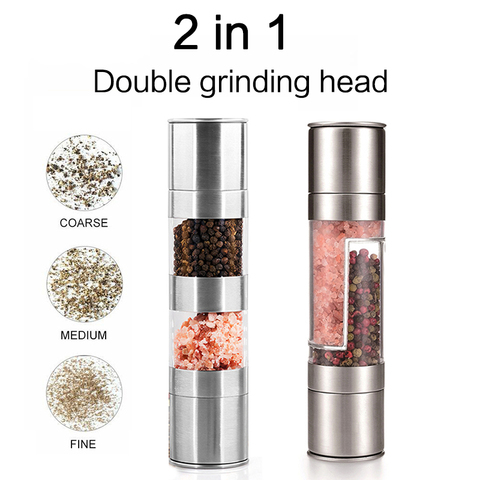 Double-headed pepper grinder Manual stainless steel salt pepper grinder herb spice grinder shaker, thick ceramic rotor ► Photo 1/6