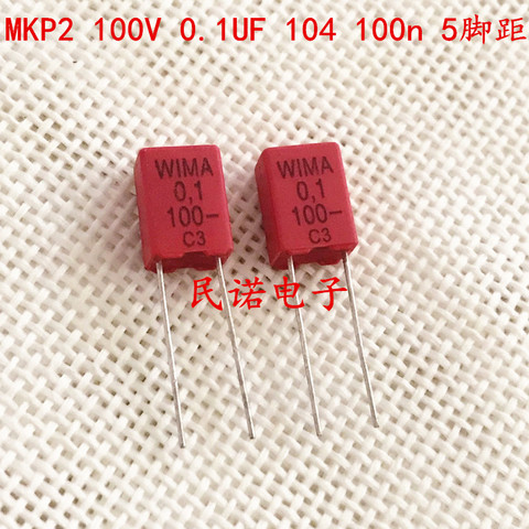 10pcs/20pcs Germany WIMA MKP2 104/100V P5MM red Audio capacitor Brand New MKP-2 100V 0.1UF 100V104 100NF MKP 0.1UF/100V ► Photo 1/1