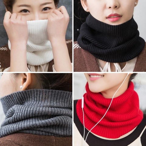 Sparsil Women Cashmere Knit Ring Scarves 42cm Neck Warmer Solid Color Elastic Comfort False Collar Female Winter One Loop Scarf ► Photo 1/6