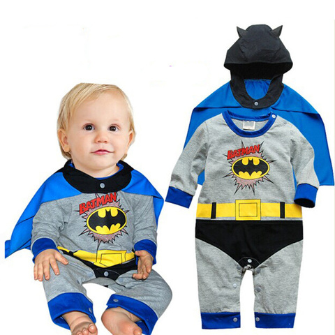 Baby Boy One Piece Romper Infant Superhero Jumpsuit with Removable Cape Baby Hooded Costume Coverall Dress Up ► Photo 1/6