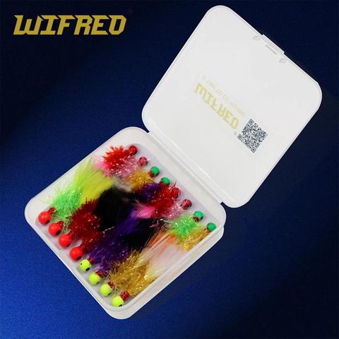 Wifreo 16PCS/Box Mix Mini Marabou Crappie Jig Pan Fish Fishing Jigs Ice Fishing Lures for Bluegill Fishing Hook 6 4 in Lure Box ► Photo 1/6