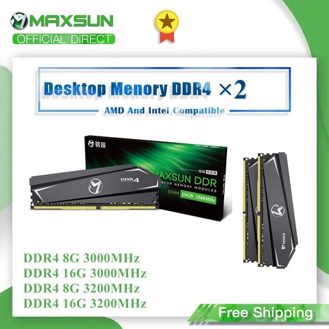 MAXSUN Ram DDR4 8GB 16GB Memory 3200MHz 3000MHz Lifetime Warranty Memoria Rams DDR4 1.2V 288Pin Interface Type Desktop dimm ► Photo 1/6