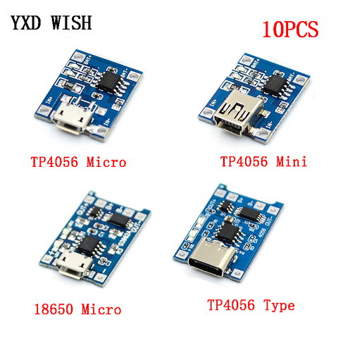 10pcs 5V 1A Micro USB 18650 Type-c Lithium Battery Charging Board Charger Module + Protection Dual Functions TP4056 18650 Li-ion ► Photo 1/2