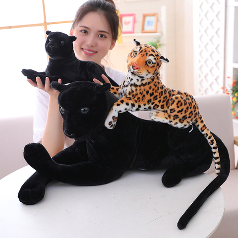30-120cm Giant Black Leopard Panther Plush Toys Soft Stuffed Animal Pillow Animal Doll Yellow White Tiger Toys For Children ► Photo 1/6