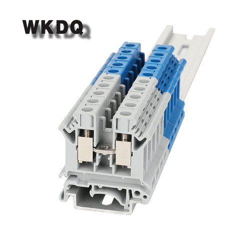 10pcs UK-10N Blue  2 Conductors Universal Screw Connection Din Rail Terminal Block Connector UK10 Screw Terminal blocks ► Photo 1/6