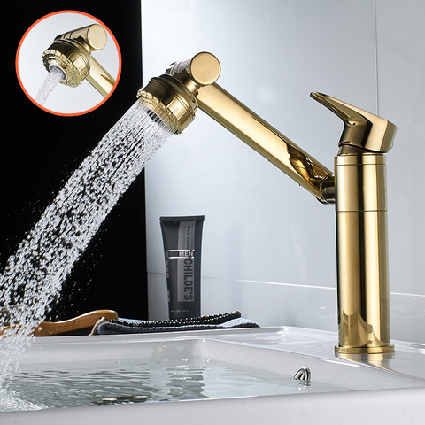 Basin Faucet Water Tap Bath 360 Degree Swivel Gold Bathroom Faucet Single Handle Sink Tap Mixer Hot and Cold Sink Water Crane ► Photo 1/6