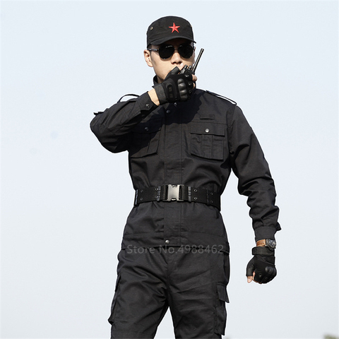 Black Military Uniform Tactical Suit Combat Shirt Uniforms