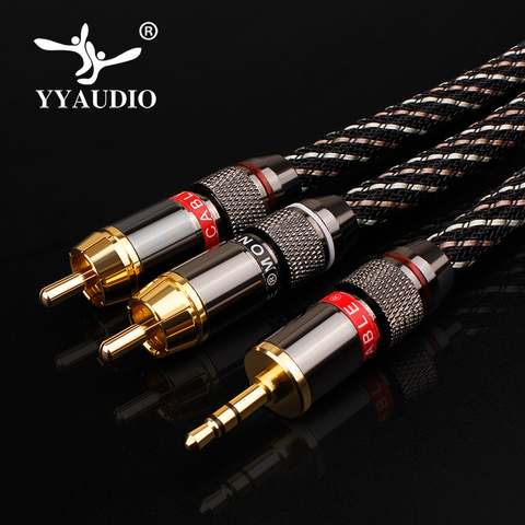 HiFi AUX 3.5mm to 2 RCA Audio RCA Splitter Cable Male to Male 2RCA Speaker Cable 1m 2m 3m Braided jacket MP3 2 RCA Audio Cable ► Photo 1/6