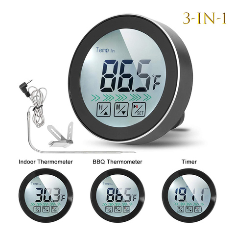 3 in 1 Digital BBQ Meat Cooking Thermometer Touch Screen Indoor Outdoor Timer Food Thermometer with Probe for Home Barbecue Oven ► Photo 1/1