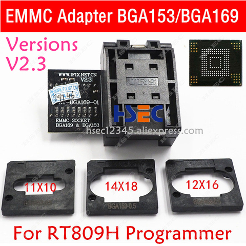 RT-BGA169-01 V2.3 EMMC Seat EMCP153 EMCP169 Socket BGA169 BGA153 EMMC adapter 11.5*13mm add 3 pcs Matrix FOR RT809H programmer ► Photo 1/6