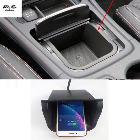 10W QI wireless charging phone charger fast charging panel phone holder for 2015-2022 Mercedes Benz GLA CLA Class A 180 200 W176 ► Photo 1/1
