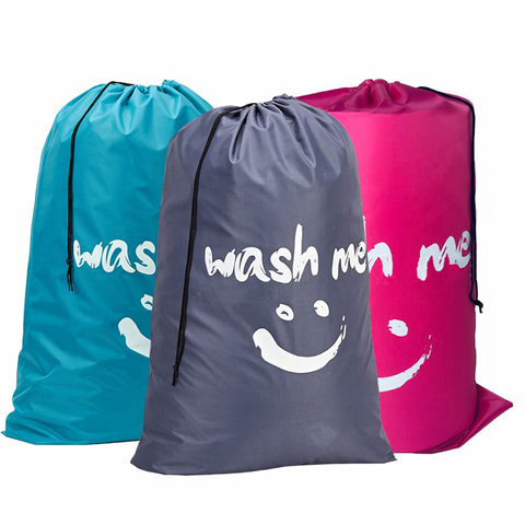 Smile Shape Nylon Laundry Bag Wash Me Travel Storage Pouch Machine Washable Dirty Clothes Organizer Wash Drawstring Bag ► Photo 1/6