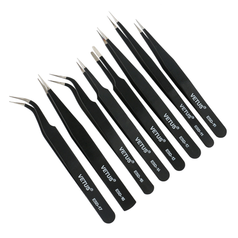 High Qualit VETUS BGA Precision ESD Tweezers 8Pcs/Set ESD 10~17 Stainless Steel Anti-Static Tweezers Repair Tool ► Photo 1/6