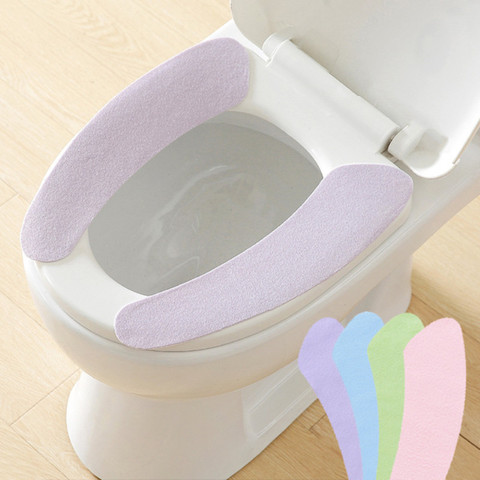 Toilet Seat Cover Soft WC Paste Toilet Seat Pad Washable Bathroom Warmer Seat Lid Cover Pad Toilet Closestool Sticky Seat mat ► Photo 1/6