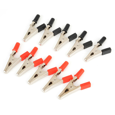 10pcs/lot Insulated Crocodile Clips Plastic Handle Cable Lead Testing Metal Alligator Clips Clamps 52mm Length ► Photo 1/5