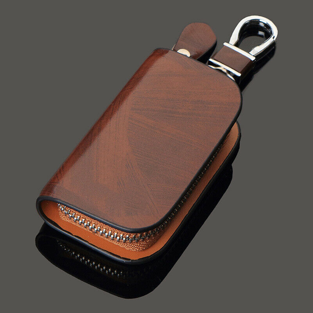 Smart Car Key Case Remote Leather Housing Anti Scratch Cover Bag Pouch 9.5*5.5*2.5cm Black/Brown Key Protector ► Photo 1/6