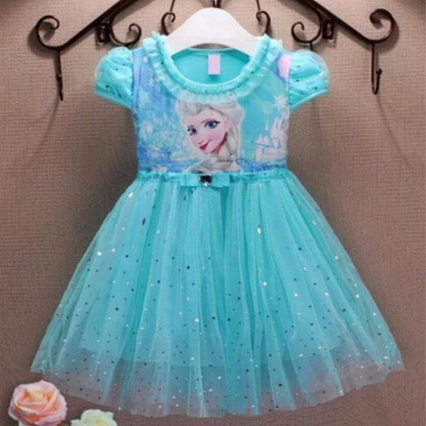 Girl Frozen Dresses Summer Baby Kid Clothes  Princess Anna Elsa Dress Snow Queen Cosplay Costume New Years Party Dress ► Photo 1/6