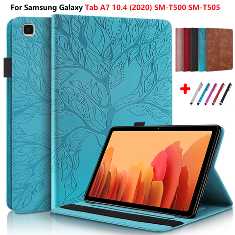 Embossed for Samsung Galaxy Tab A7 10.4 Case 2022 SM-T500 SM-T505 Tablet Wallet Cover 3D Tree Funda for Galaxy Tab A7 Cover T500 ► Photo 1/6