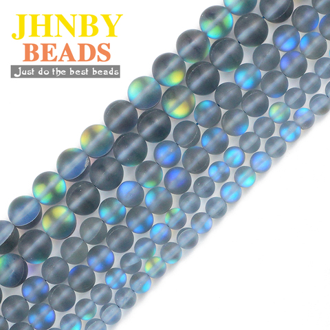 JHNBY Matte Navy blue Labradorite spectrolite Natural Stone 6/8/10MM Round Spacers Loose beads for Jewelry making bracelets DIY ► Photo 1/6