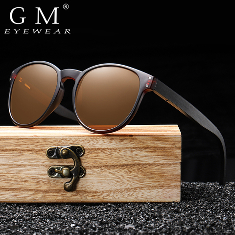 GM Polarized Sunglasses Men Women S5091 Brand  Wooden Sunglasses Women Round frame Classic Sunglasses Oculos De Sol  UV400 ► Photo 1/6