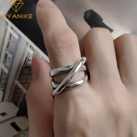 XIYANIKE 925 Sterling Silver Cross Twining Vintage Finger Rings for Women Couples Creative Simple Handmade Ring Party Jewelry ► Photo 1/5