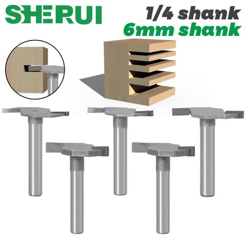 5pcs 1/4shank 6mm shank T type slotting cutter router bits for woodworking T-slot milling cutter woodworking tools ► Photo 1/6