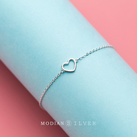 Modian New Romantic Heart Bracelet for Women Real 100% 925 Sterling Silver Fresh Lovely Gifts Anti-allergy Gift Fine Jewelry ► Photo 1/3