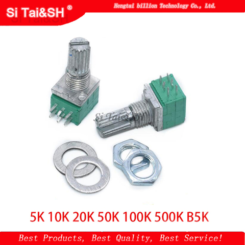 5pcs RK097G 5K 10K 20K 50K 100K 500K B5K with a switch audio 6pin shaft 15mm  amplifier sealing potentiometer ► Photo 1/3