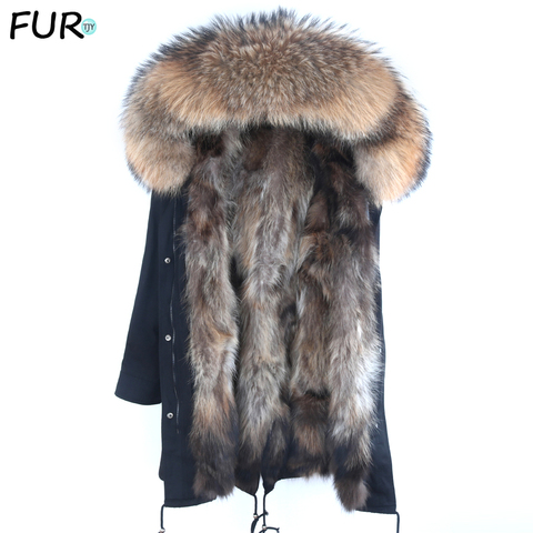 Real Fur Parka Men Winter Jacket Real Raccoon Fur Hooded Coats Nature Raccoon Dog Lining Jacket Man Real Fur Coat ► Photo 1/6