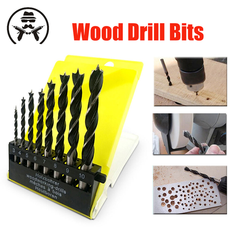 Arrival 8PCS 3 Flute wood Drill Bits Set 3mm-10mm for Woodworking Metal Power Tools Wood Drilling High Quality twisted drill ► Photo 1/6