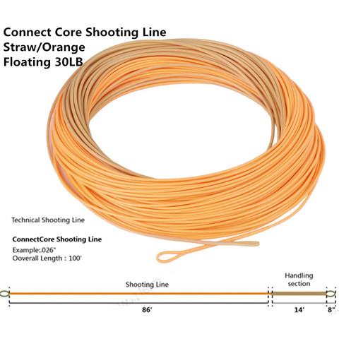 Maximumcatch ConnectCore Shooting line 100ft Straw/Orange 20lb/30lb Floating Running Line Fly Fishing Line with 2 Welded Loops ► Photo 1/6