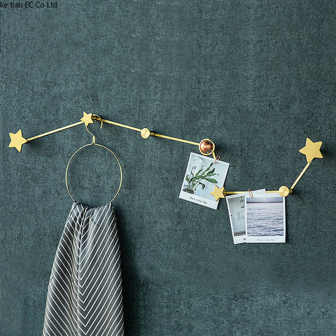 Nordic creative twelve constellation decorative hook Creative wall brass hanger minimalist Simple living room wall hook ► Photo 1/1