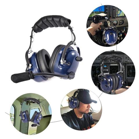 Rondaful Aviation Pilot Headset Noise Reduction GA Dual Plugs MP3 Music Input With Comfort Ear Seals Noise Canceling Headphone ► Photo 1/6