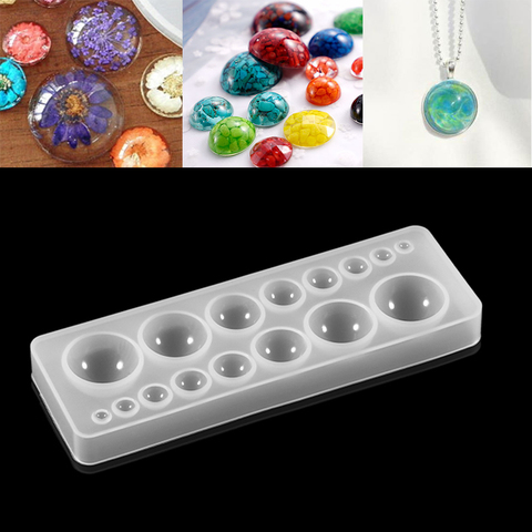 1pcs Silicone Mold half ball Oblate Cabochon Pendant Resin Silicone Mould Handmade Tool Epoxy Resin Molds Jewelry Making ► Photo 1/6
