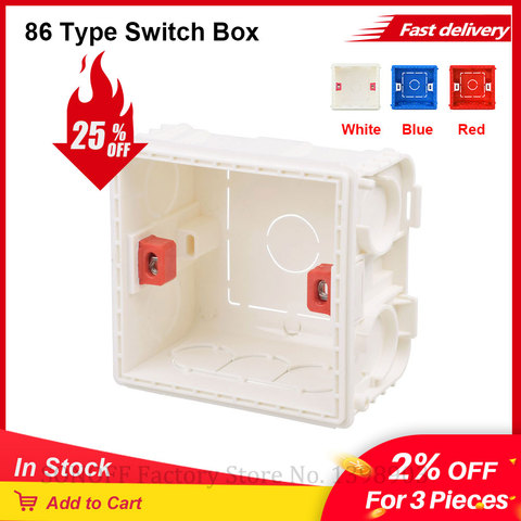 86 Type Switch Box Wall Cassette Mounting Box White Red Blue Switch Box Wiring Back Box Works with SONOFF TX T1/ T2/ T3 EU UK ► Photo 1/6