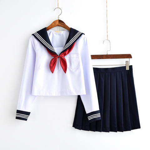 White Schoolgirl Uniform Japanese Class Navy Sailor School Uniforms Students Clothes For Girls Anime COS Sailor Navy Suit 2022 ► Photo 1/6