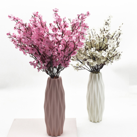 Buy Online Pink Silk Gypsophila Artificial Flowers Small Bunches 5 Forks 30cm Living Room Decoration Fake Plants Vase For Home Wedding Alitools