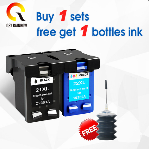 QSYRAINBOW Refilled ink cartridge Replacement For HP 21xl 22 for hp 21 for hp21 Deskjet F2180 F2280 F4180 F4100 F2100 F2200 ► Photo 1/6