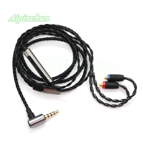 Aipinchun Black MMCX Headphones Cable Mic Volume Controller Replace for Shure SE215 SE315 SE425 SE535 SE846 3.5mm L Bending Jack ► Photo 1/3