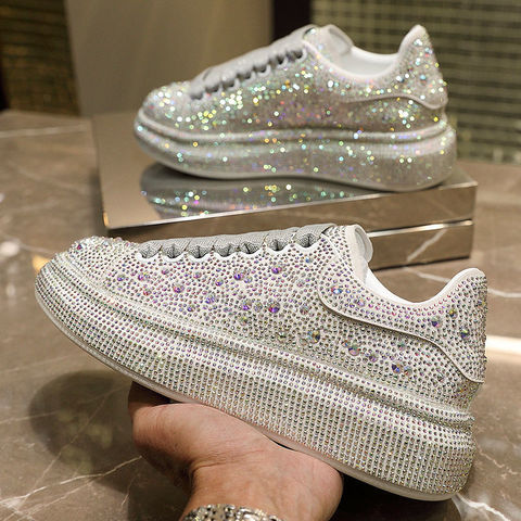 Europe Station 2022 Early Autumn New Full Diamond Platform Shoes Women's Platform Sports White Shine Rhinestone Shoe Tide ► Photo 1/6