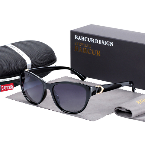 BARCUR  TR90 Ladies sunglasses Gradient UV400 Cat Eye Sun Glasses Polarized lunette de soleil femme ► Photo 1/6