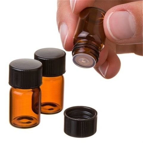 10pcs 1/2/3 ML PVC Amber Essential Oil Bottle Thin Glass Small Brown Perfume Oil Vials Sample Test Bottle With Orifice Reducer ► Photo 1/6