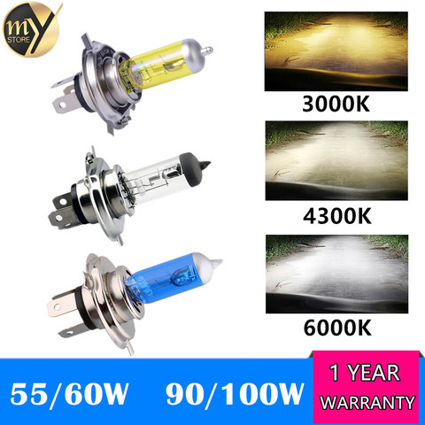 1PCS Super White Halogen Bulb H4 H7 12V 55W 100W 3000K 4300K 6000K 6500K Quartz Glass Car Headlight Lamp motorcycle light lamp ► Photo 1/6