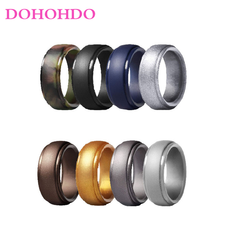 DOHOHDO 7-14 Size New Men Rings Hypoallergenic Flexible Men Wedding Rubber Bands 8mm Food Grade FDA Silicone Finger Ring Anillos ► Photo 1/6