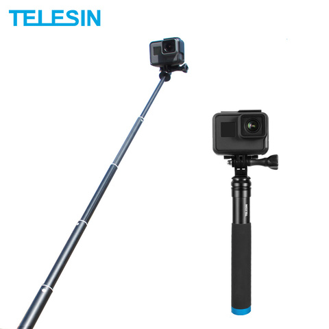 TELESIN Aluminum Alloy Extendable Handheld Selfie Stick Telescoping Pole for GoPro Hero 9 8 7 6 5 OSMO Action Xiaoyi SJCAM Eken ► Photo 1/6