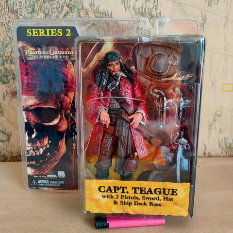 Vogue Captaion Teague NECA Action Figure Classic Film Caribbean Pirate 18CM Pistol Sword Hat Ship Deck Base Model Toys Collect ► Photo 1/2