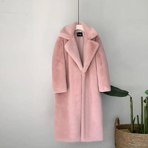 2022 New Women Winter Warm Faux Fur Coat Thick Women Long Coat Turn Down Collar Women Warm Coat With Belt Casaco Feminino ► Photo 1/6