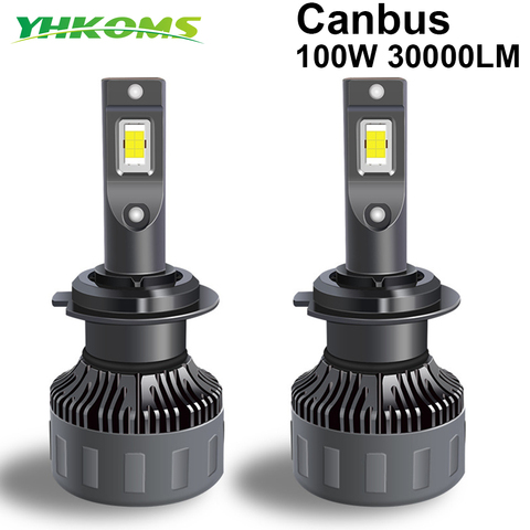 YHKOMS 100W 30000LM H4 H7 Canbus LED H1 H8 H9 H11 9005 HB3 9006 HB4 9012 Car LED Light Headlight  Turbo Fog Lamp 6000K 12V ► Photo 1/6