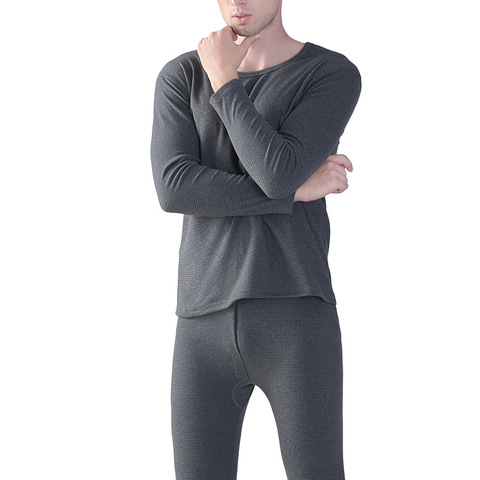 men cotton long johns suits 2022 autumn winter loose plus size XL-7xl stripes o-neck thermal underwear tops+bottoms 2 pieces set ► Photo 1/6